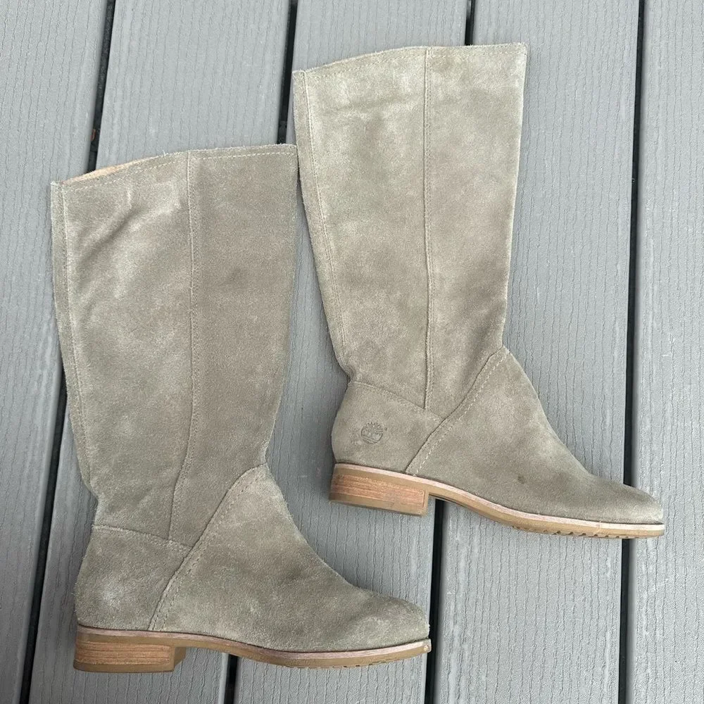 Womens Timberland Rangeley 8124R Light Olive Leather Pull On Tall Boots size 5.5
